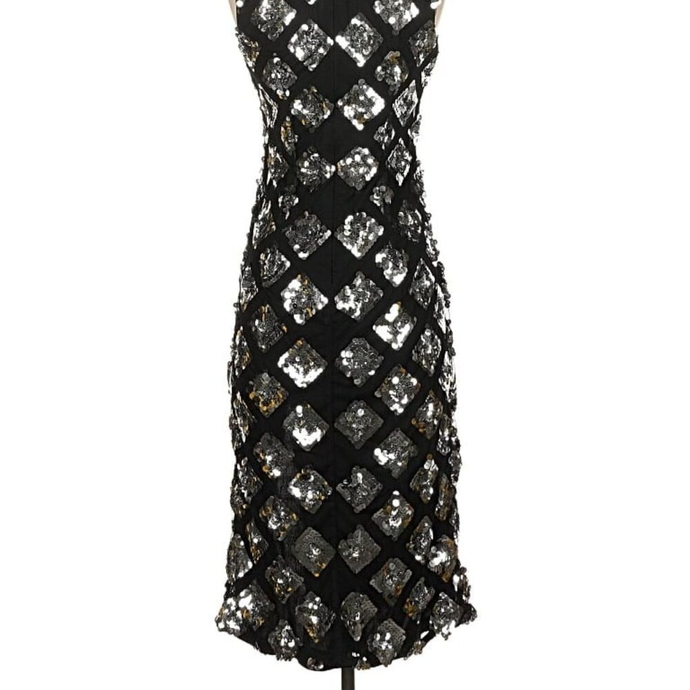 NWT French Connection black dress with silver diamond sequins, size 4 - Picture 4 of 13